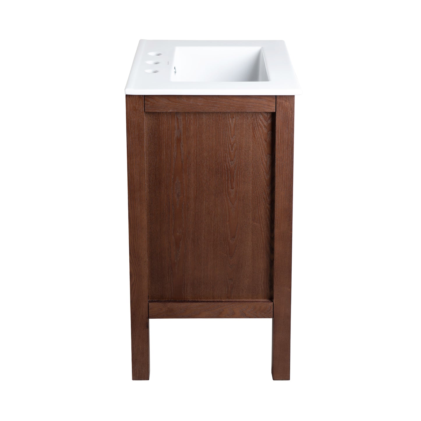Swiss Madison, Nadar 24 in. Brown Walnut Bathroom Vanity With White, 3-Hole Ceramic Sink Top