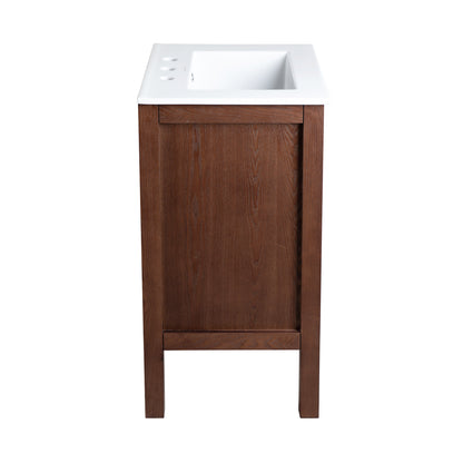 Swiss Madison, Nadar 24 in. Brown Walnut Bathroom Vanity With White, 3-Hole Ceramic Sink Top