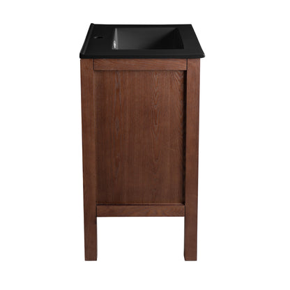 Swiss Madison, Nadar 24 in. Brown Walnut Bathroom Vanity With Black Ceramic Sink Top
