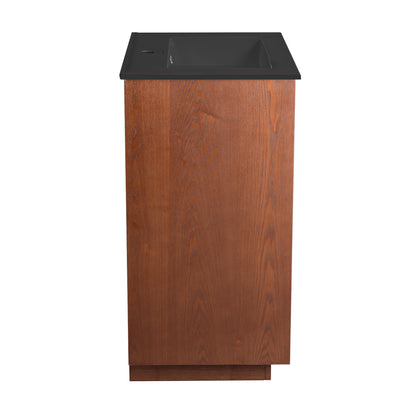 Swiss Madison, Daxton 24" Freestanding Bathroom Vanity in Brown Oak with Black Sink Top