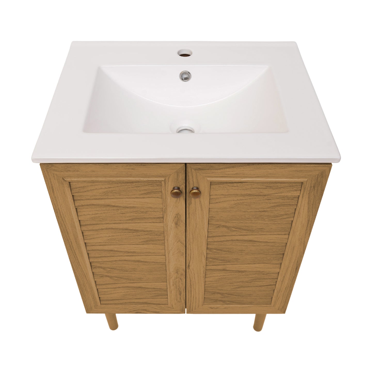 Swiss Madison, Bron 24" Freestanding Bathroom Vanity in Golden Oak with Sink Top