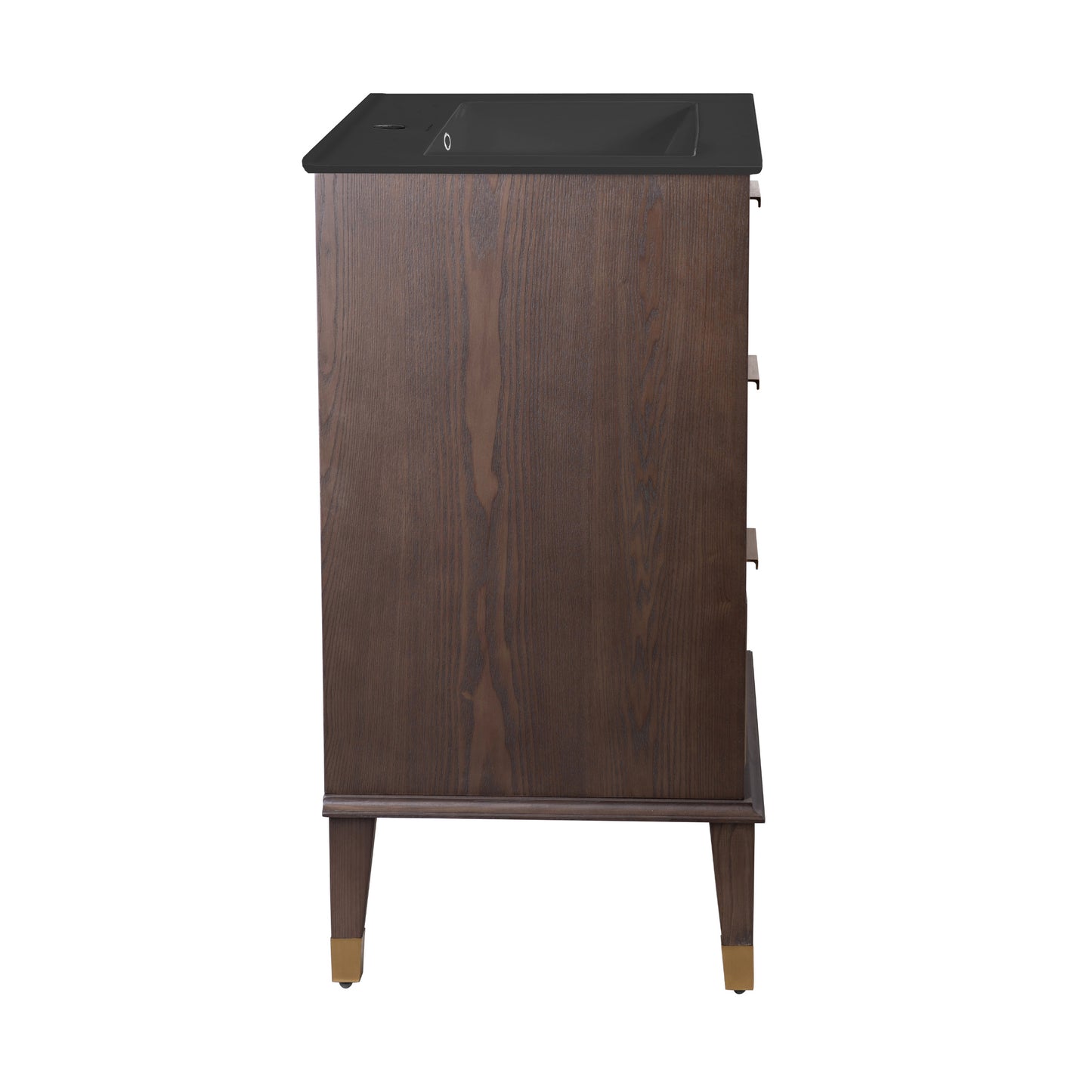 Swiss Madison, Hugo 24 in. Brown Oak Bathroom Vanity With Black Ceramic Sink Top