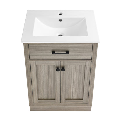 Swiss Madison, Burdon 24" Freestanding Bathroom Vanity in Weathered Oak with Sink Top