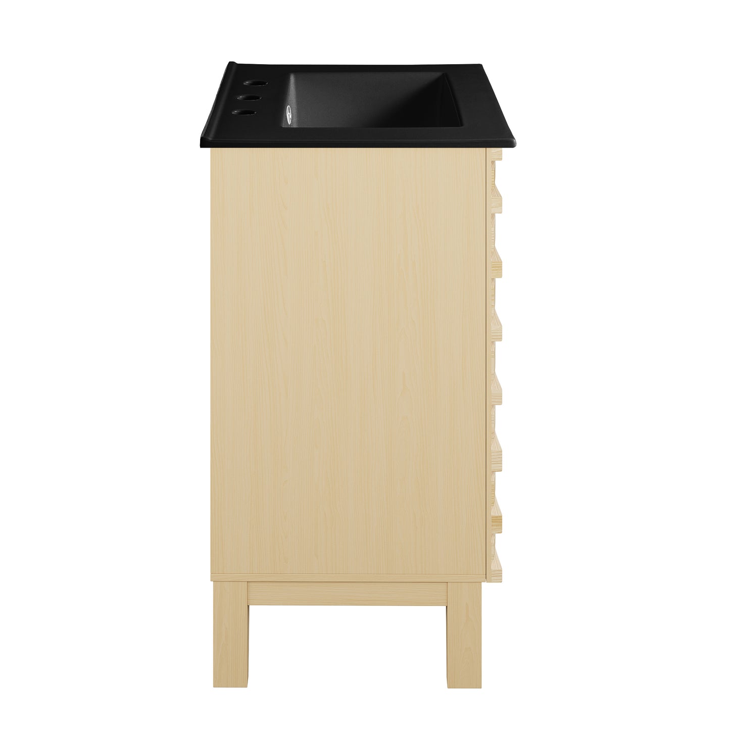 Swiss Madison, Cascade 24 in. Natural Oak Bathroom Vanity With Black, 3-Hole Ceramic Sink Top