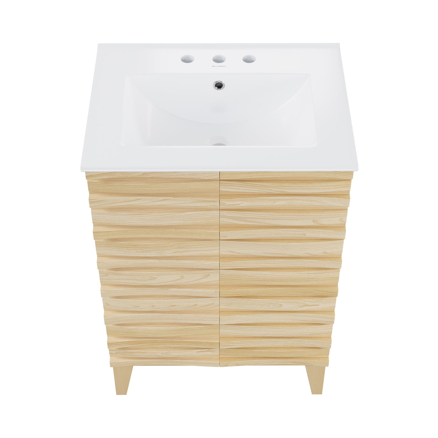 Swiss Madison, Cascade 24 in. Natural Oak Bathroom Vanity With White, 3-Hole Ceramic Sink Top