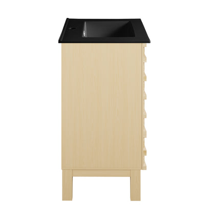 Swiss Madison, Cascade 24 in. Natural Oak Bathroom Vanity With Black Ceramic Sink Top