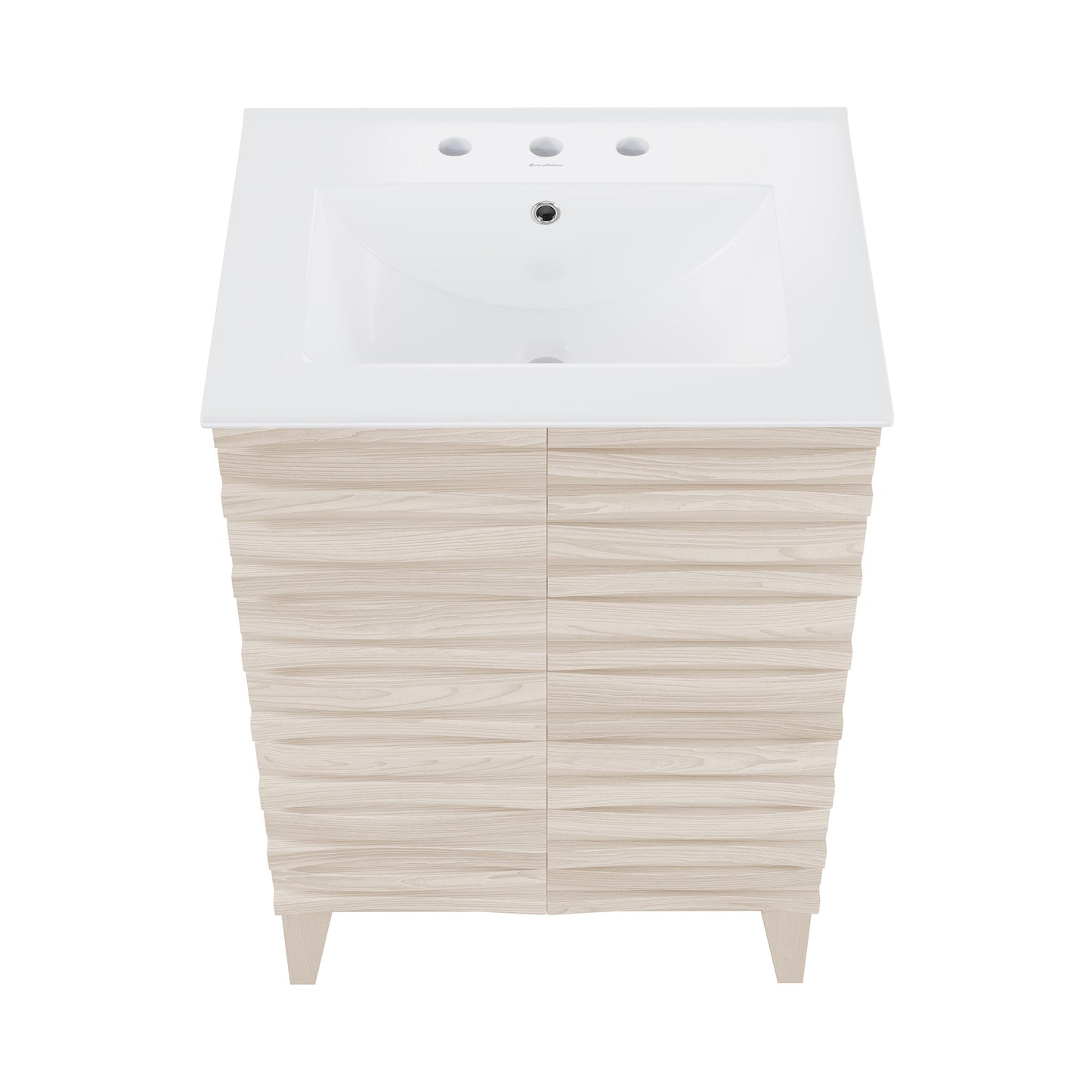 Swiss Madison, Cascade 24 in. White Oak Bathroom Vanity With White, 3-Hole Ceramic Sink Top