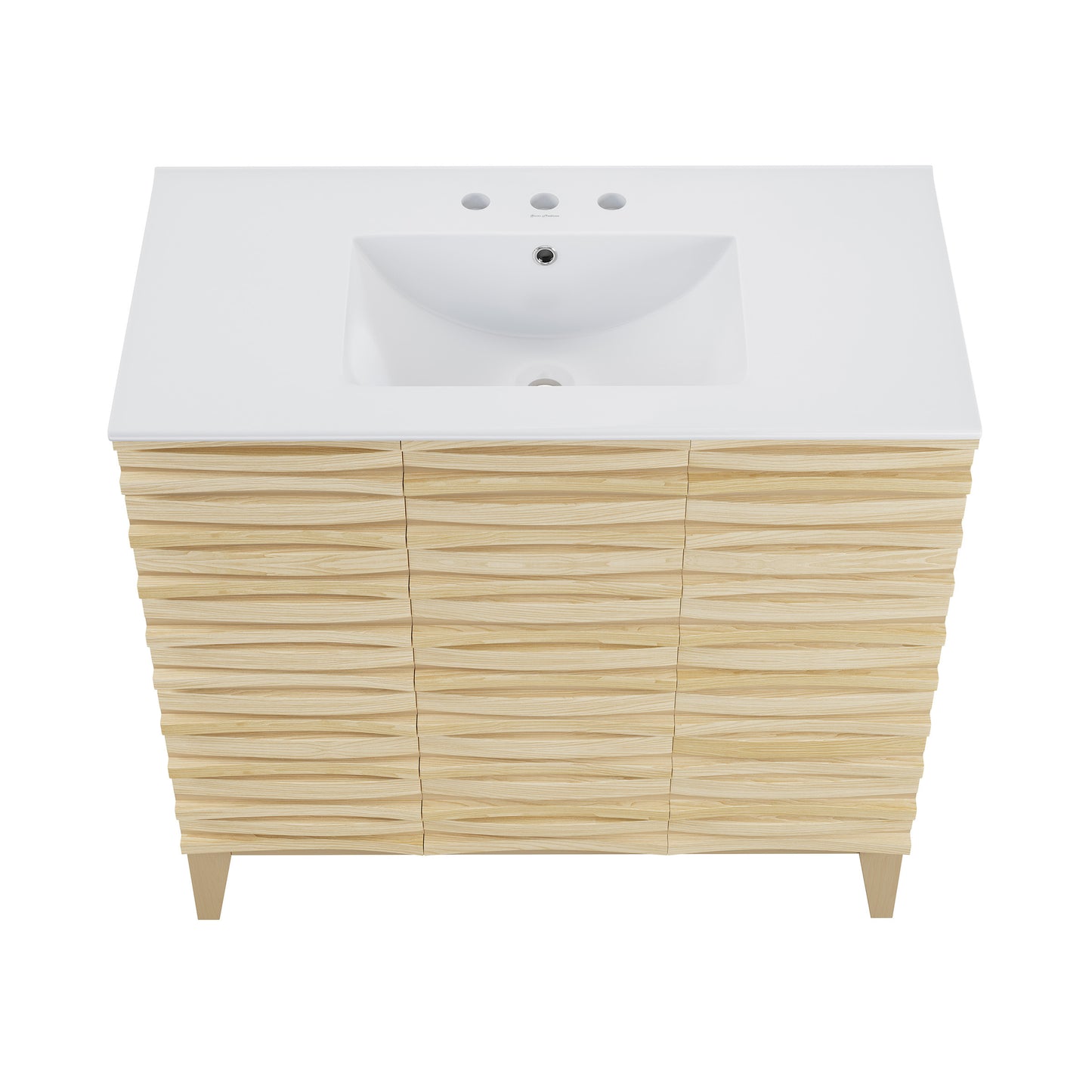 Swiss Madison, Cascade 36 in. Natural oak Bathroom Vanity With White, 3-Hole Ceramic Sink Top