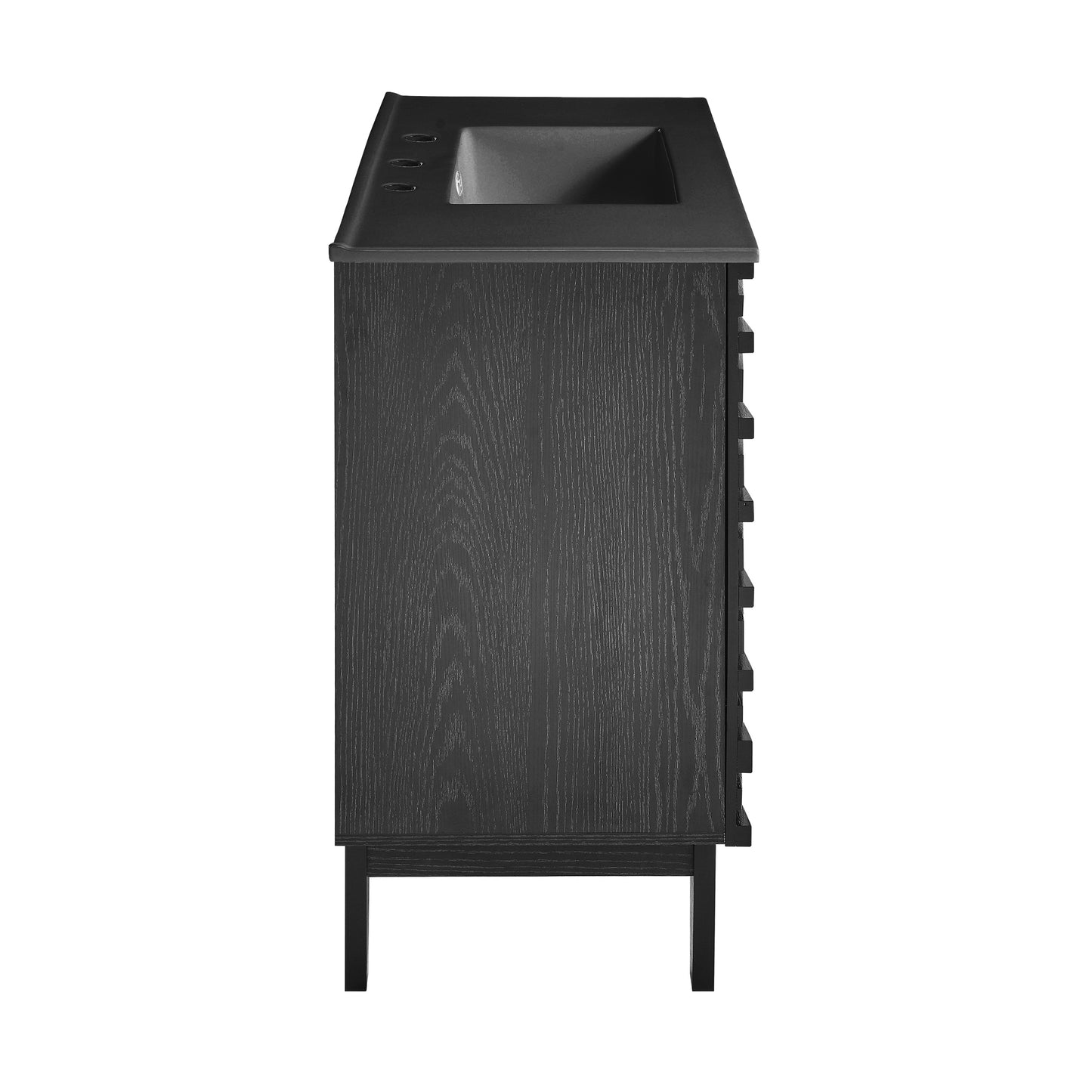 Swiss Madison, Cascade 36 in. Black Oak Bathroom Vanity With Black, 3-Hole Ceramic Sink Top
