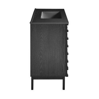 Swiss Madison, Cascade 36 in. Black Oak Bathroom Vanity With Black, 3-Hole Ceramic Sink Top