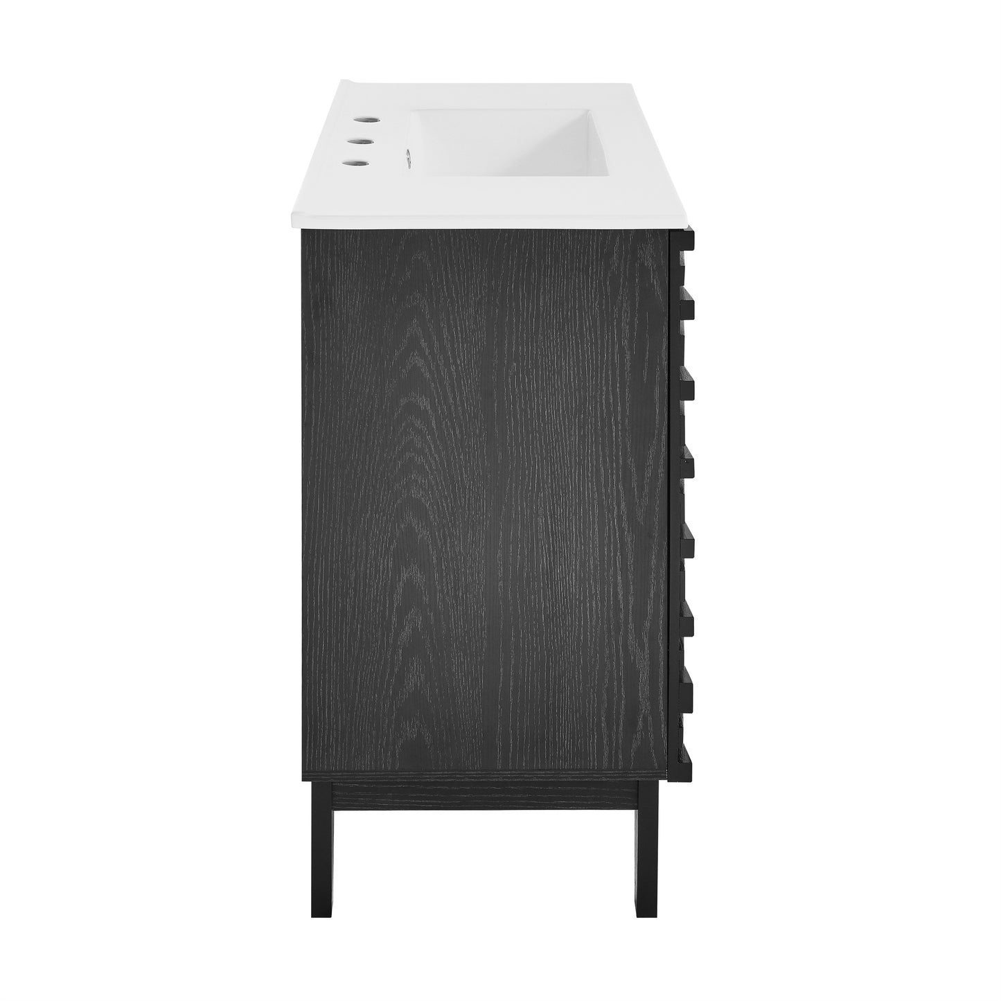 Swiss Madison, Cascade 36 in. Black Oak Bathroom Vanity With White, 3-Hole Ceramic Sink Top