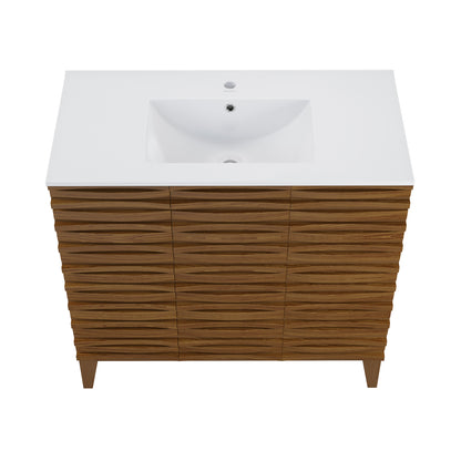 Swiss Madison, Cascade 36" Brown oak Bath Vanity With White Ceramic Sink Top