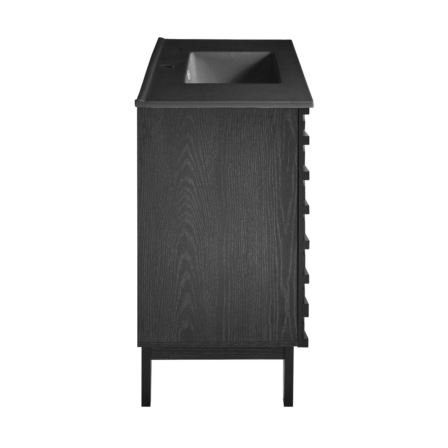 Swiss Madison, Cascade 36 in. Black Oak Bathroom Vanity With Black Ceramic Sink Top