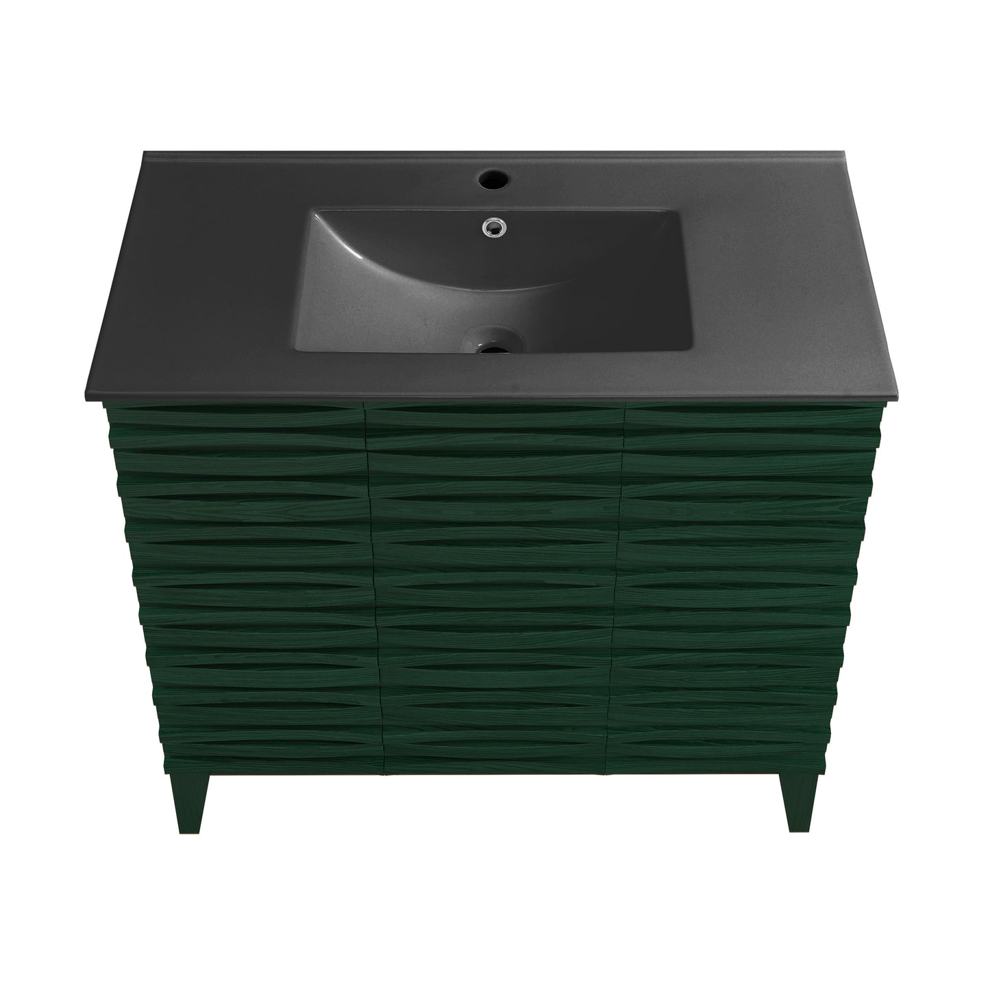 Swiss Madison, Cascade 36" Freestanding Bathroom Vanity in Green Oak with Sink Top