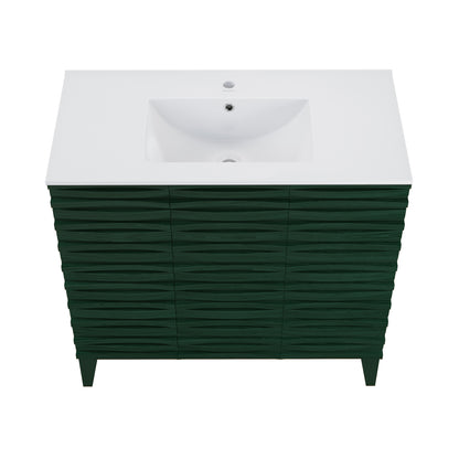 Swiss Madison Cascade 36-inch freestanding bathroom vanity in Green Oak — view 8
