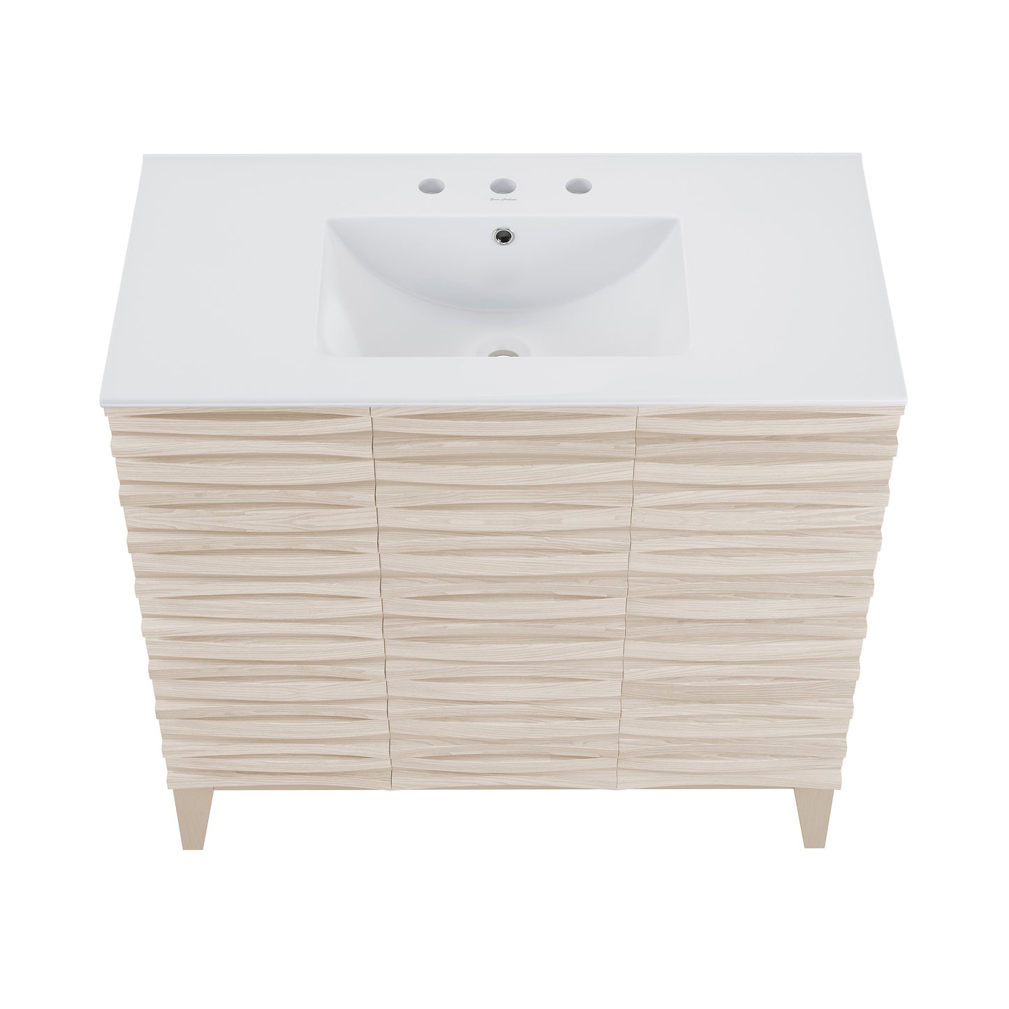 Swiss Madison, Cascade 36 in. White Oak Bathroom Vanity With White, 3-Hole Ceramic Sink Top