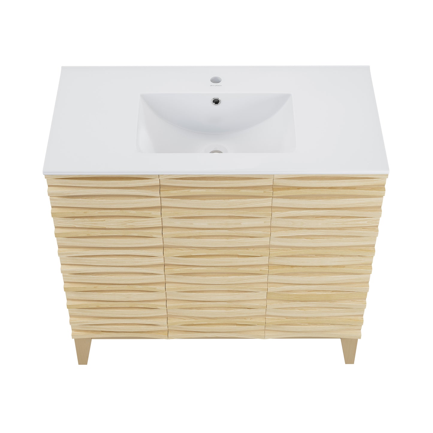 Swiss Madison, Cascade 36" Freestanding Bathroom Vanity in Natural oak with Sink Top