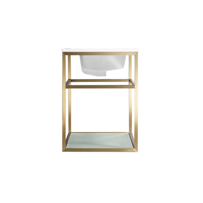 Swiss Madison, Pierre 24 Single, Open Shelf, Gold Metal Frame Bathroom Vanity