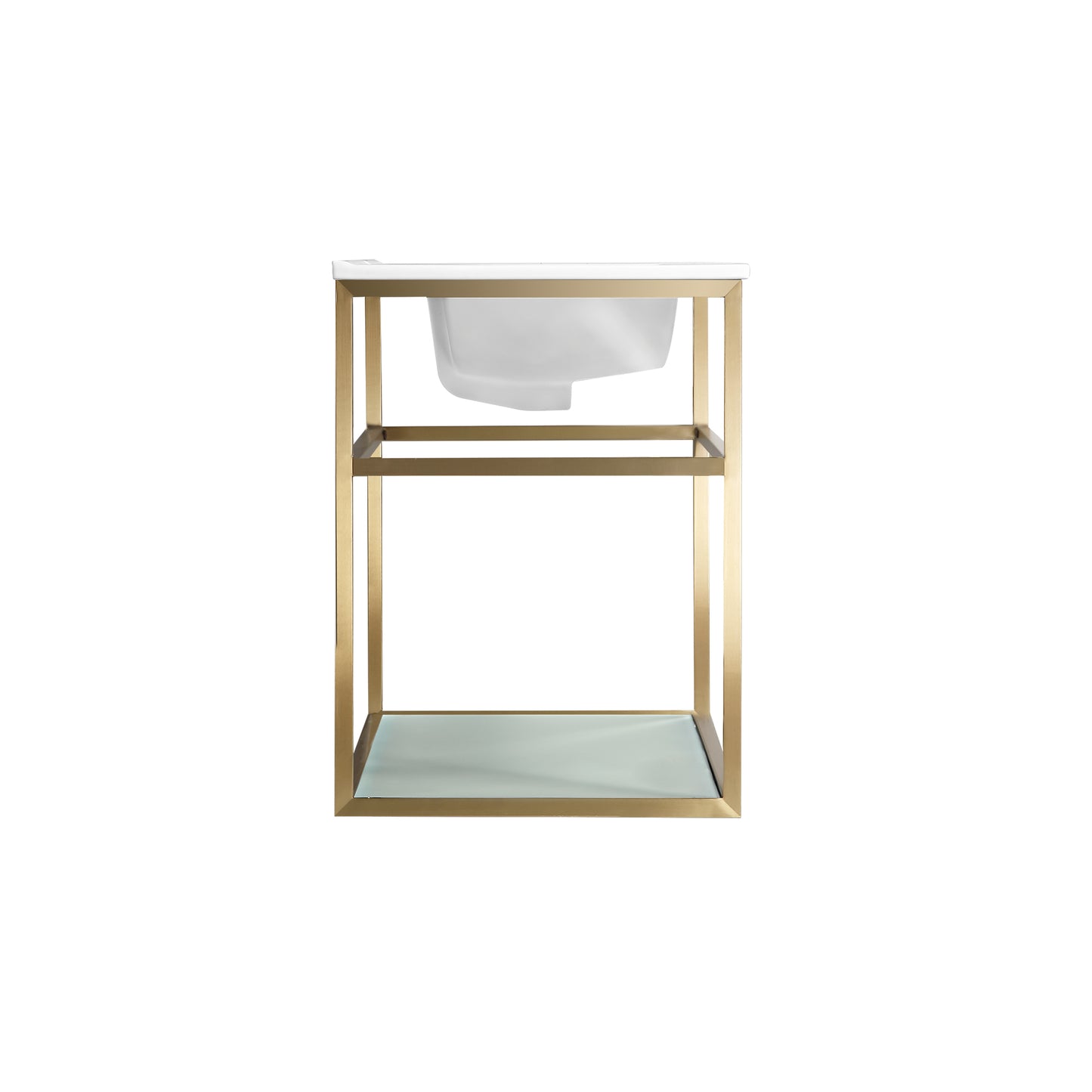 Swiss Madison, Pierre 48 Single, Open Shelf, Gold Metal Frame Bathroom Vanity