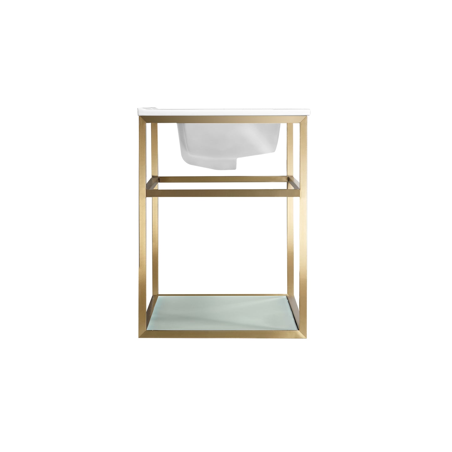 Swiss Madison, Pierre 30 Single, Open Shelf, Gold Metal Frame Bathroom Vanity