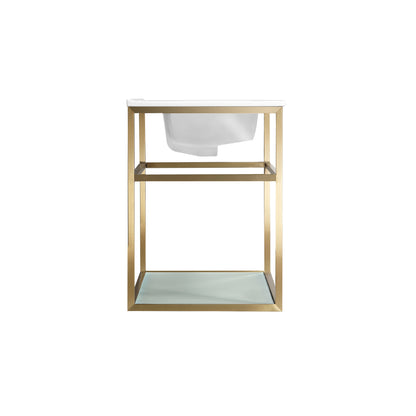 Swiss Madison, Pierre 30 Single, Open Shelf, Gold Metal Frame Bathroom Vanity
