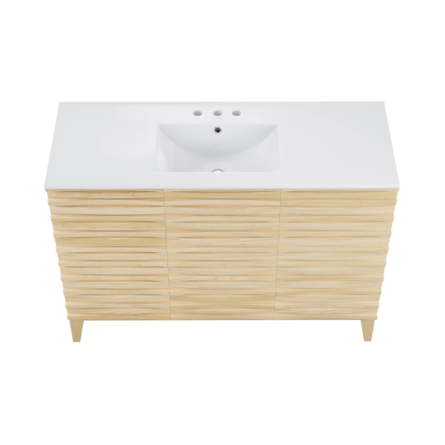 Swiss Madison, Cascade 48 in. Natural Oak Bathroom Vanity With White, 3-Hole Ceramic Sink Top