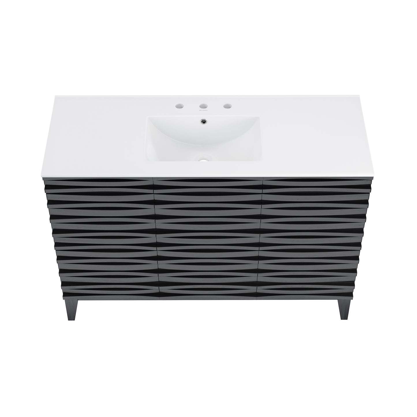 Swiss Madison, Cascade 48 in. Black Oak Bathroom Vanity With White, 3-Hole Ceramic Sink Top