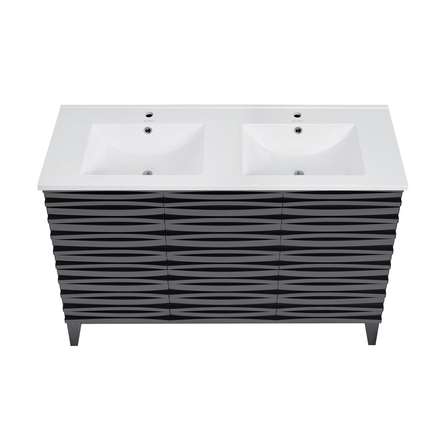 Swiss Madison, Cascade 48 in. Black Oak, Double Basin Bathroom Vanity With White Ceramic Sink Top