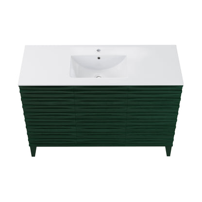 Swiss Madison, Cascade 48" Freestanding Bathroom Vanity in Green Oak with Sink Top