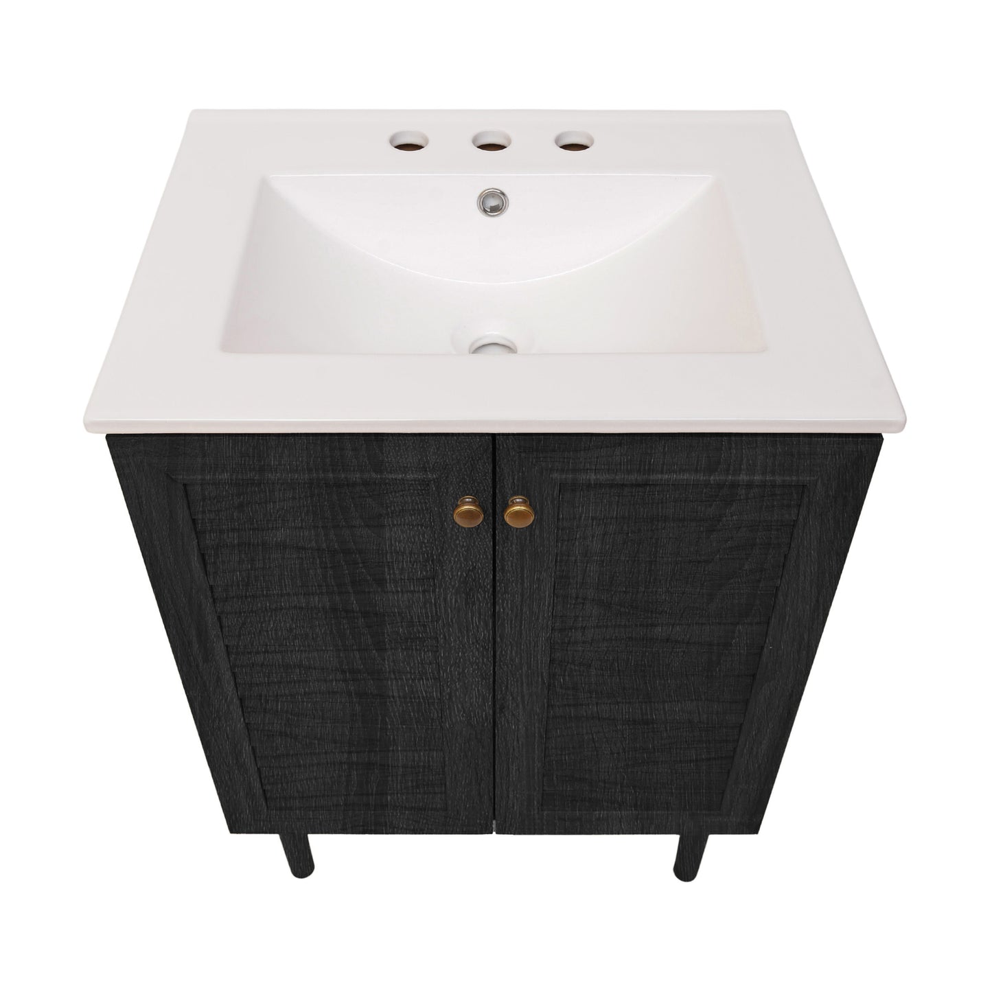 Swiss Madison, Bron 24" Freestanding Bathroom Vanity in Black Oak with 3-Hole Widespread Sink Top