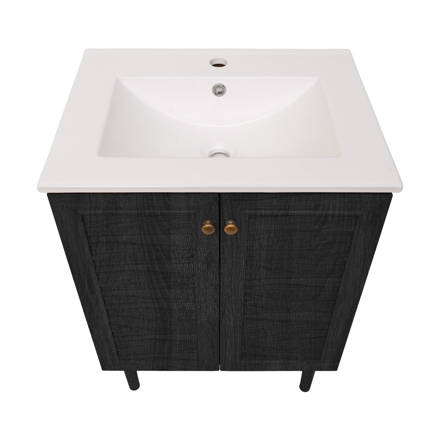 Swiss Madison, Bron 24" Freestanding Bathroom Vanity in Black Oak with Sink Top