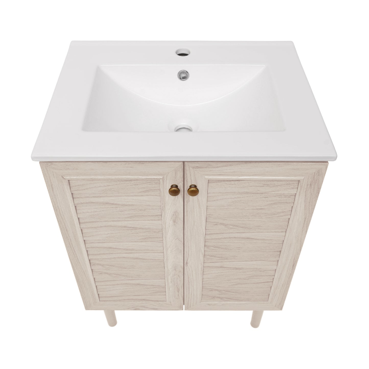 Swiss Madison, Bron 24" Freestanding Bathroom Vanity in White Oak with Sink Top