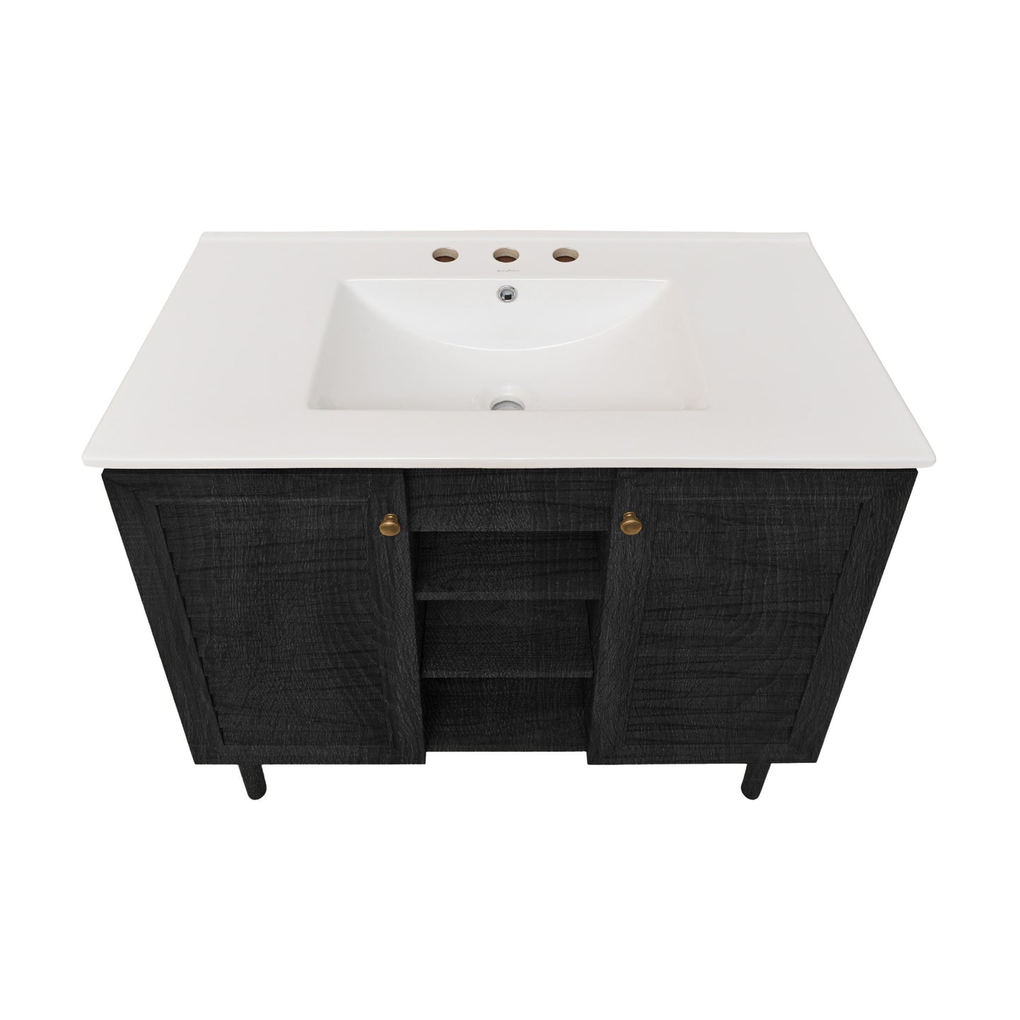 Swiss Madison, Bron 36" Freestanding Bathroom Vanity in Black Oak with 3-Hole Widespread Sink Top