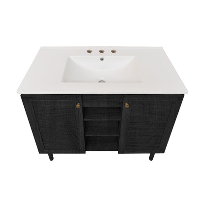 Swiss Madison, Bron 36" Freestanding Bathroom Vanity in Black Oak with 3-Hole Widespread Sink Top