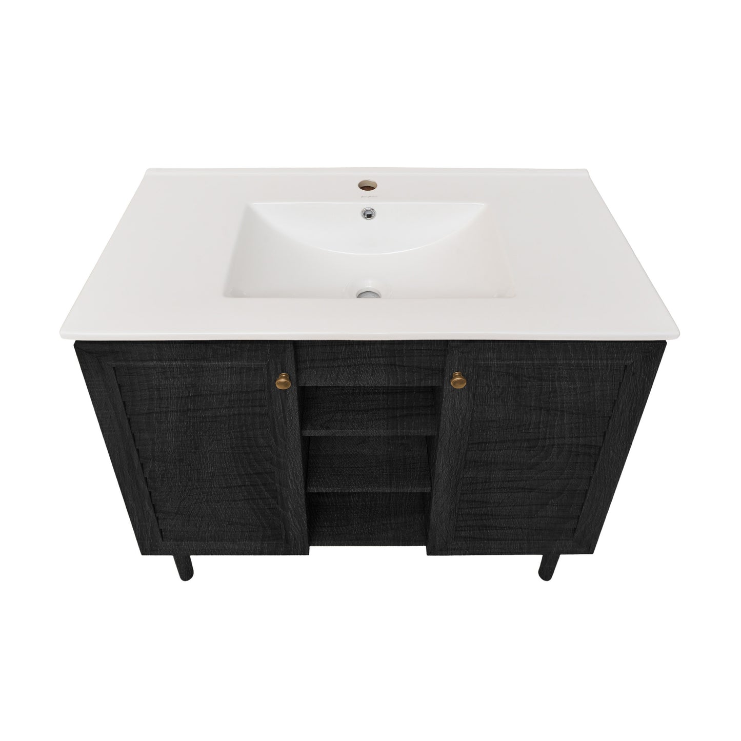 Swiss Madison, Bron 36" Freestanding Bathroom Vanity in Black Oak with Sink Top