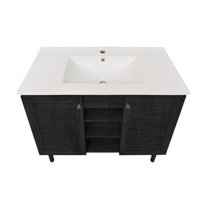 Swiss Madison, Bron 36" Freestanding Bathroom Vanity in Black Oak with Sink Top