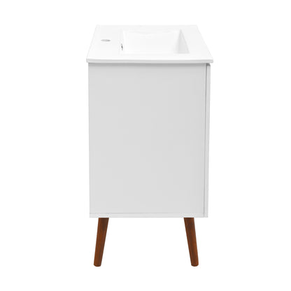 Swiss Madison, Manoir 24" Freestanding Bathroom Vanity in White with Sink Top