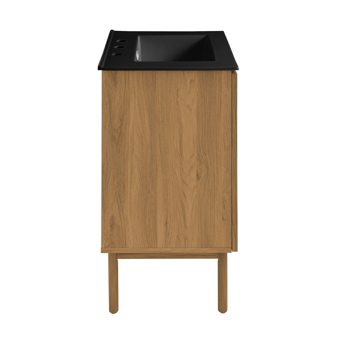 Swiss Madison, Classe 24" Freestanding Bathroom Vanity in Golden Oak with Black 3-Hole Centerset Sink Top