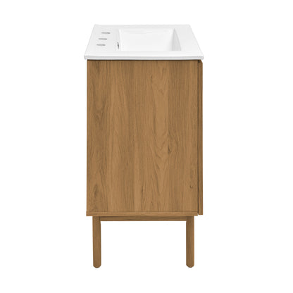 Swiss Madison, Classe 24" Freestanding Bathroom Vanity in Golden Oak with 3-Hole Centerset Sink Top