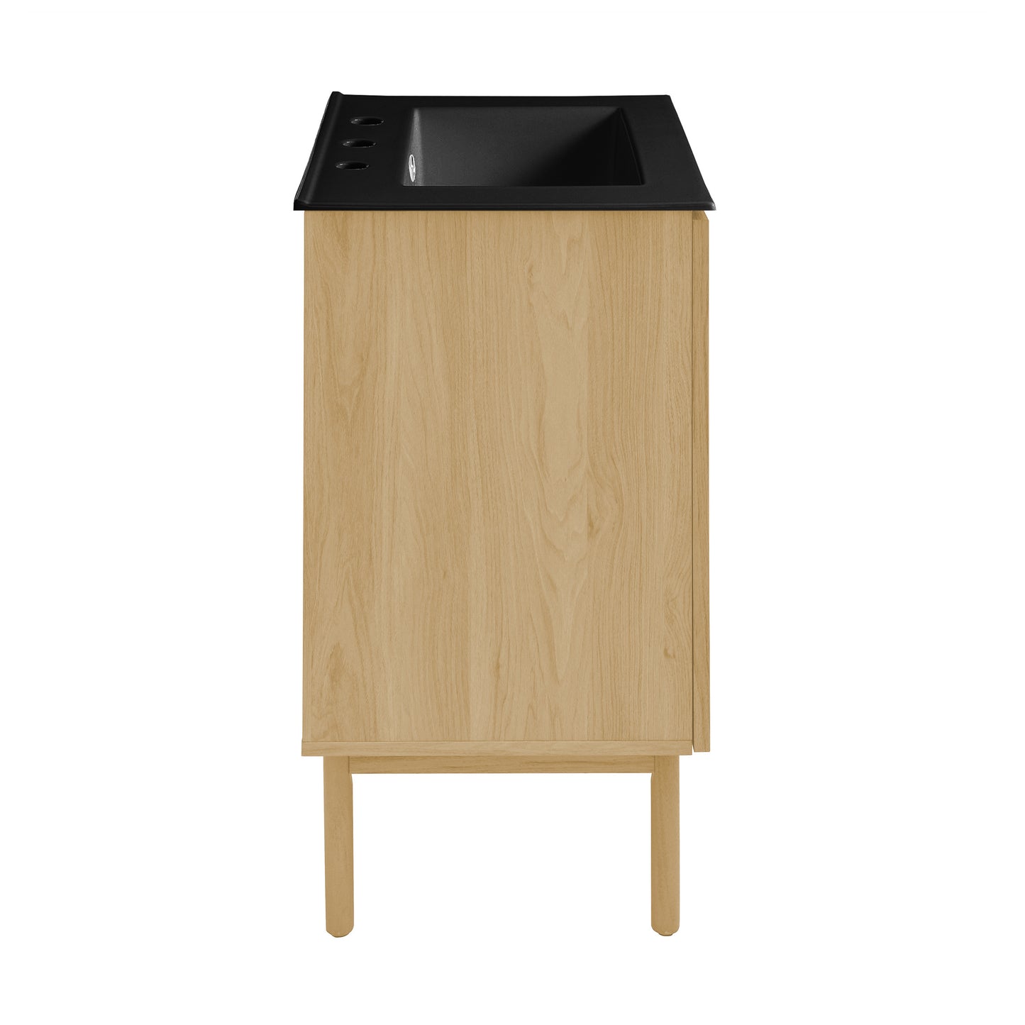 Swiss Madison, Classe 24" Freestanding Bathroom Vanity in Natural Oak with Black 3-Hole Centerset Sink Top