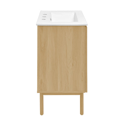 Swiss Madison, Classe 24" Freestanding Bathroom Vanity in Natural Oak with 3-Hole Centerset Sink Top