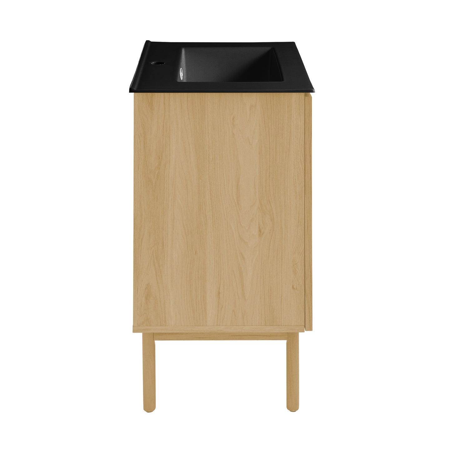 Swiss Madison, Classe 24" Freestanding Bathroom Vanity in Natural Oak with Black Sink Top