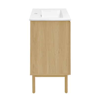 Swiss Madison, Classe 24" Freestanding Bathroom Vanity in Natural Oak with Sink Top