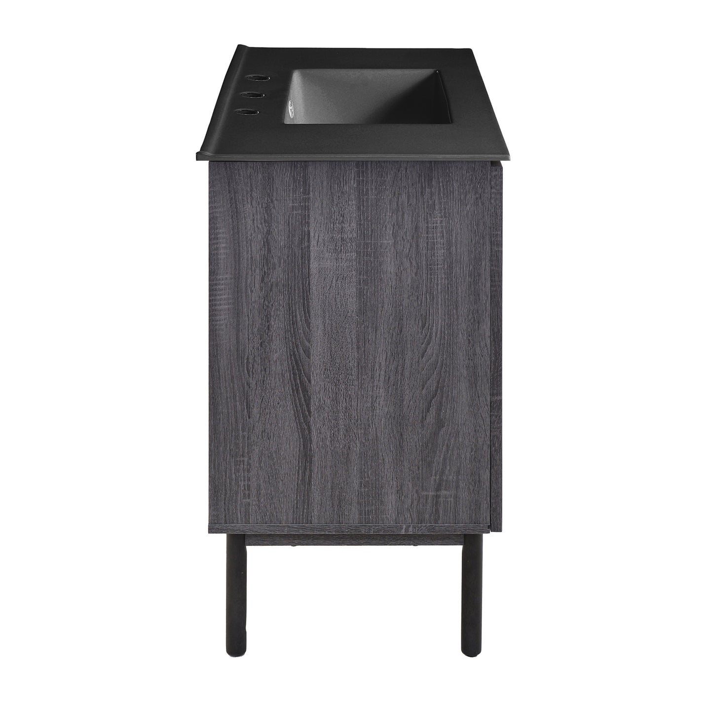 Swiss Madison, Classe 36" Freestanding Bathroom Vanity in Black Oak with Black 3-Hole Widespread Sink Top