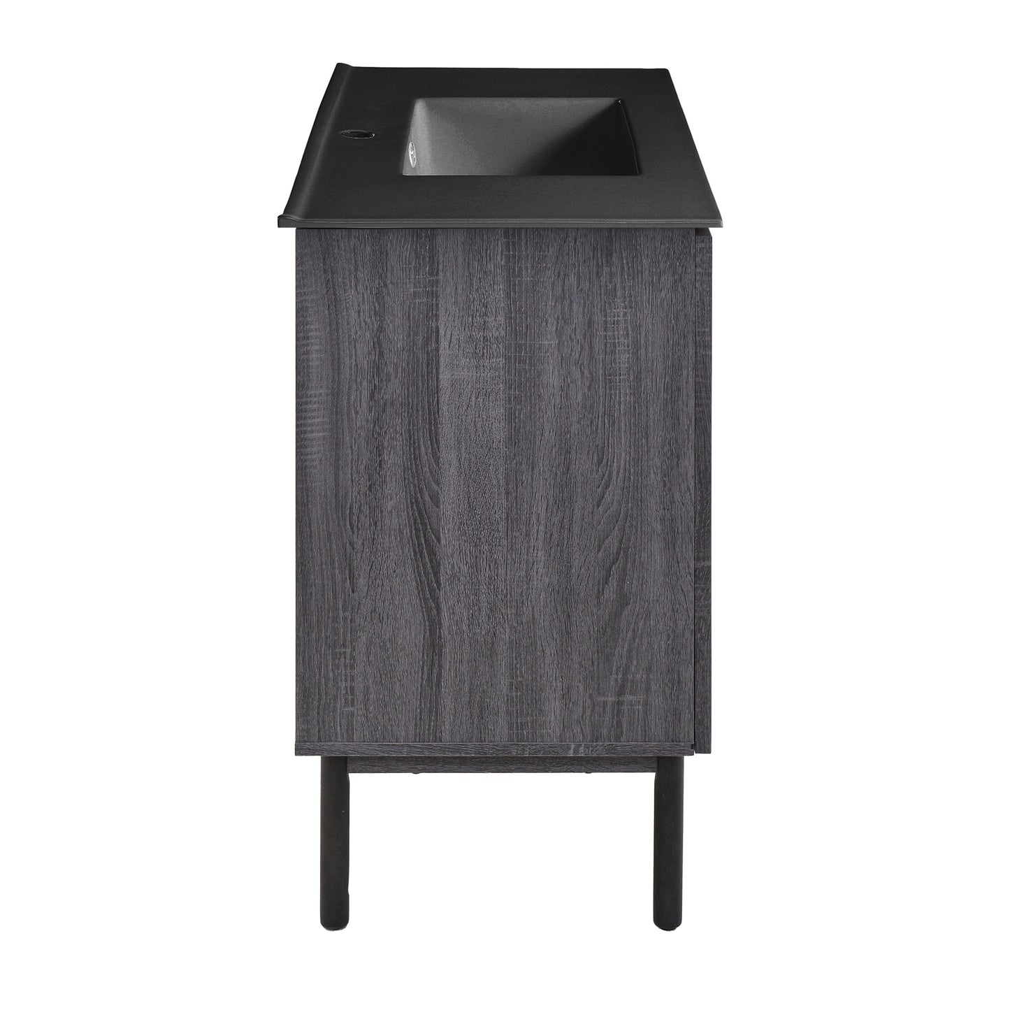 Swiss Madison, Classe 36" Freestanding Bathroom Vanity in Black Oak with Black Sink Top