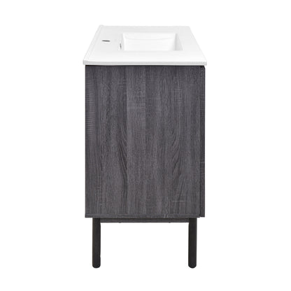 Swiss Madison, Classe 36" Freestanding Bathroom Vanity in Black Oak with Sink Top