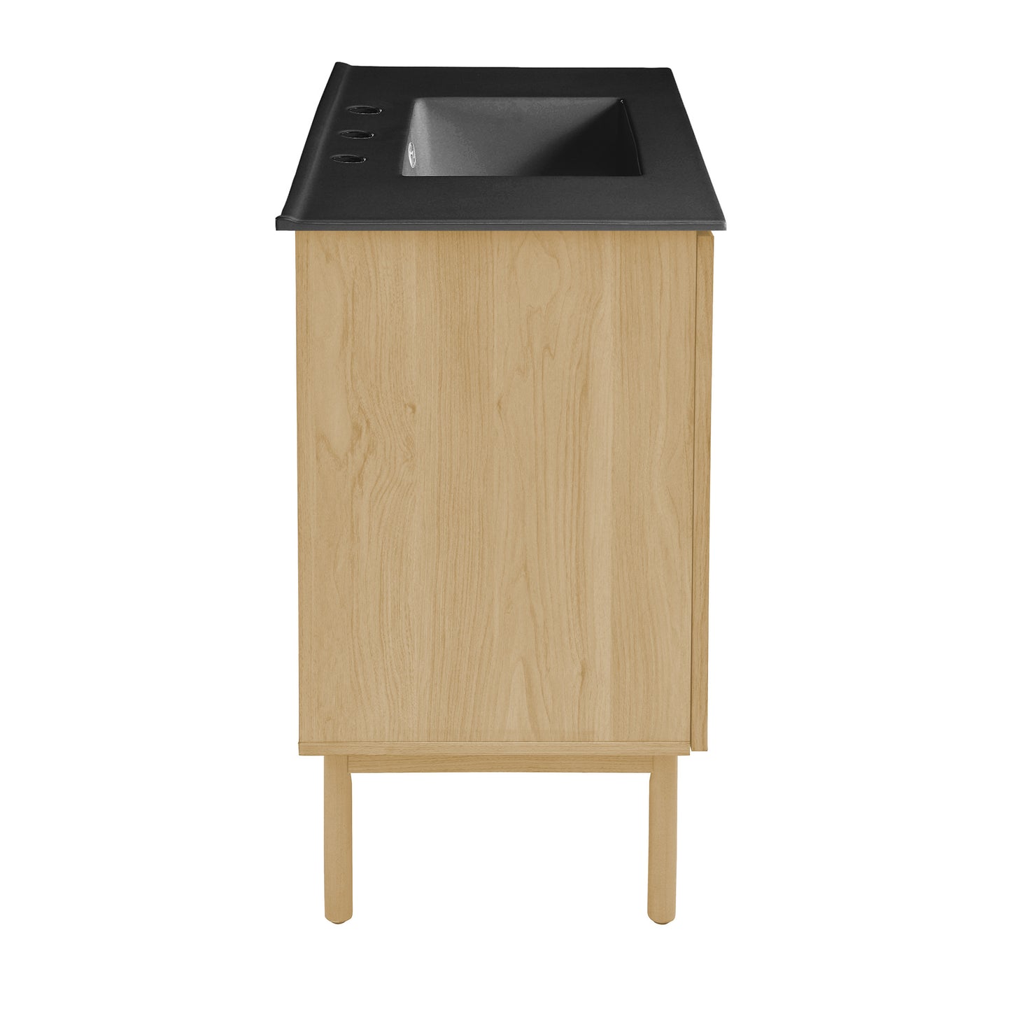 Swiss Madison, Classe 36" Freestanding Bathroom Vanity in Natural Oak with Black 3-Hole Widespread Sink Top