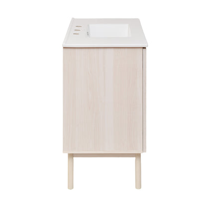 Swiss Madison, Classe 36" Freestanding Bathroom Vanity in White Oak with 3-Hole Widespread Sink Top