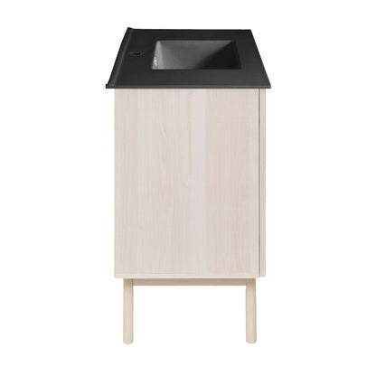 Swiss Madison, Classe 36" Freestanding Bathroom Vanity in White Oak with Black Sink Top