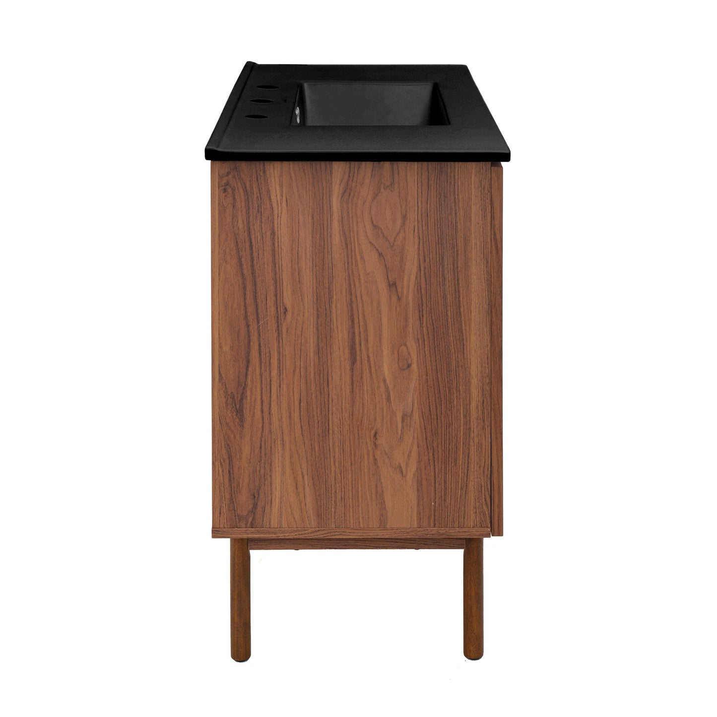 Swiss Madison, Classe 36" Freestanding Bathroom Vanity in Brown Oak with Black 3-Hole Widespread Sink Top